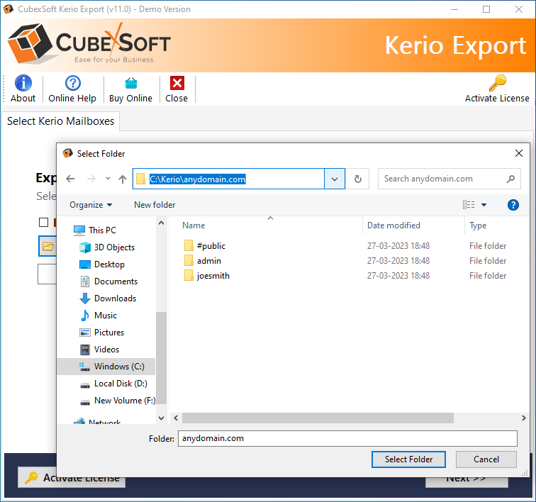 Select Kerio files