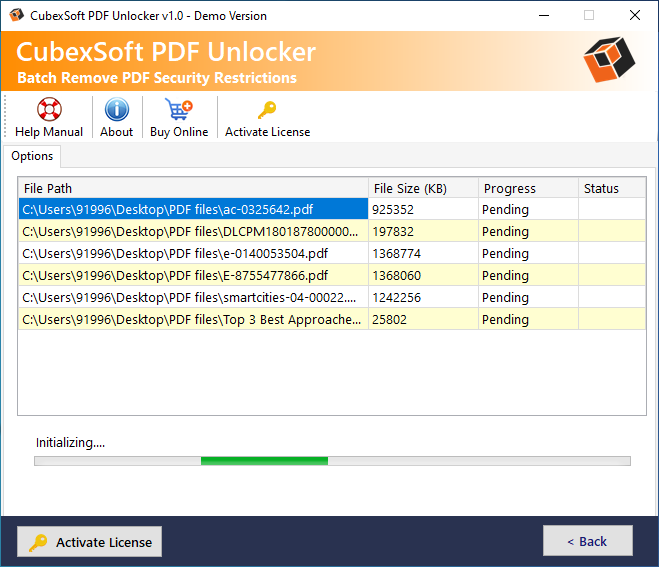 check PDF unlock progess