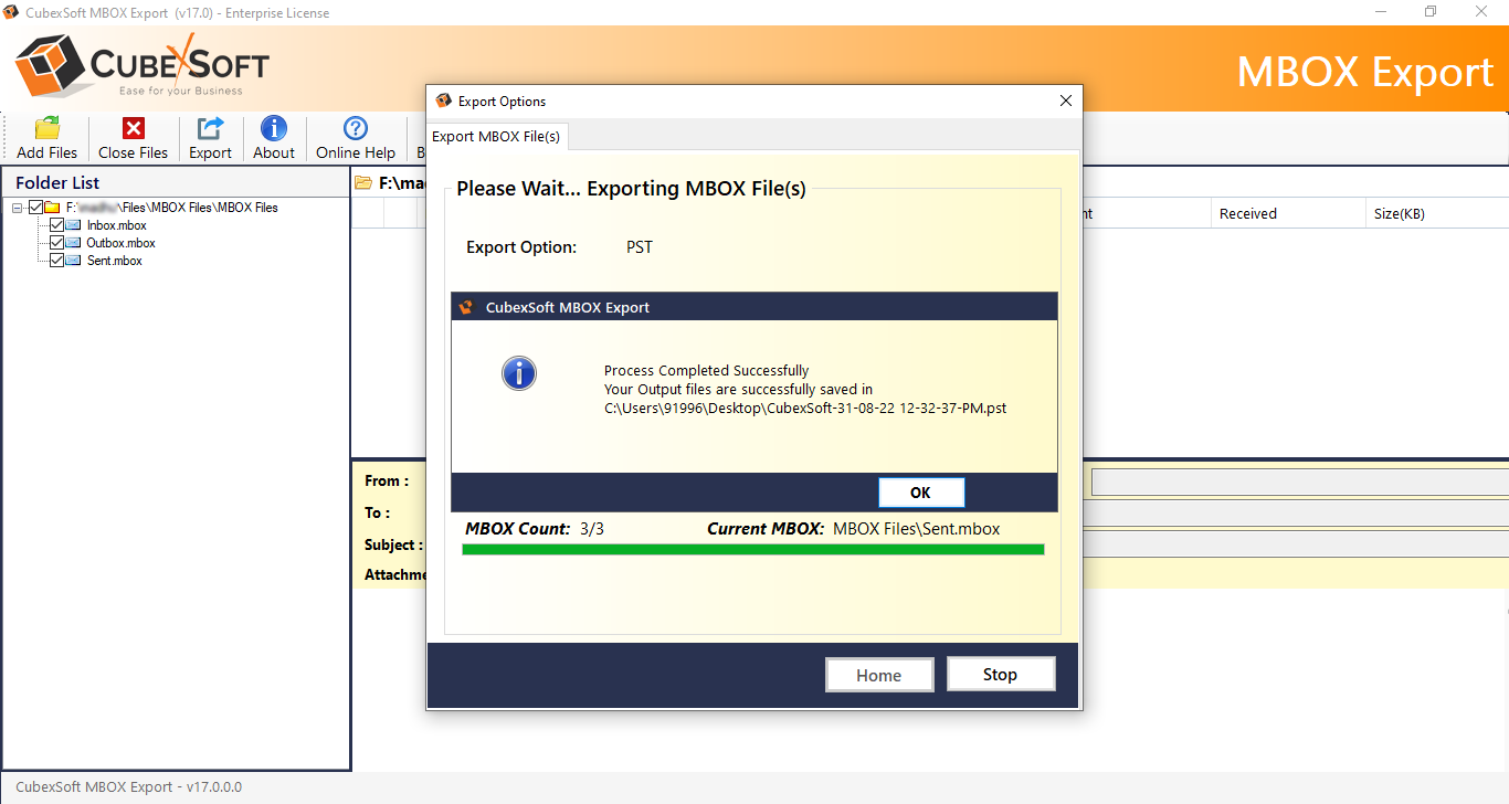 MBOX migration done