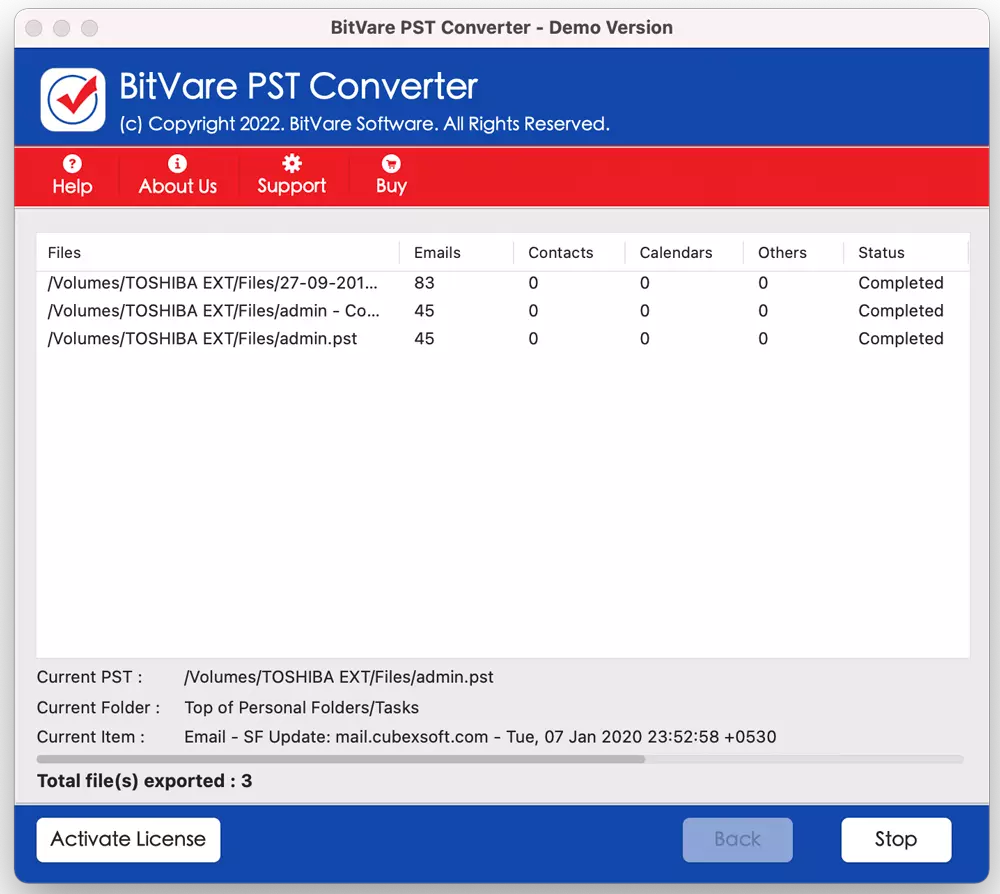 click on export button of PST file Converter