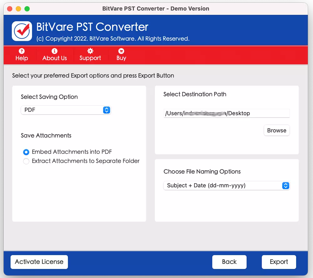 selective location to save output files of PST Converter